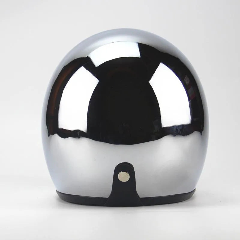 HOT Unique Silver Plating Open Face Retro Motorcycle Helmet Vintage Moto Chrome Helmet Sliver Jet Moto 3/4 Half Casco Casque