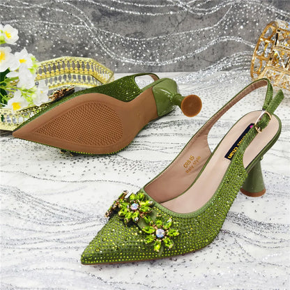 New Arrival African Women Shoes Decorated with Rhinestone Shoes for Women 2025 Designer Luxury Plus Size 43 Wedding Shoes Bride