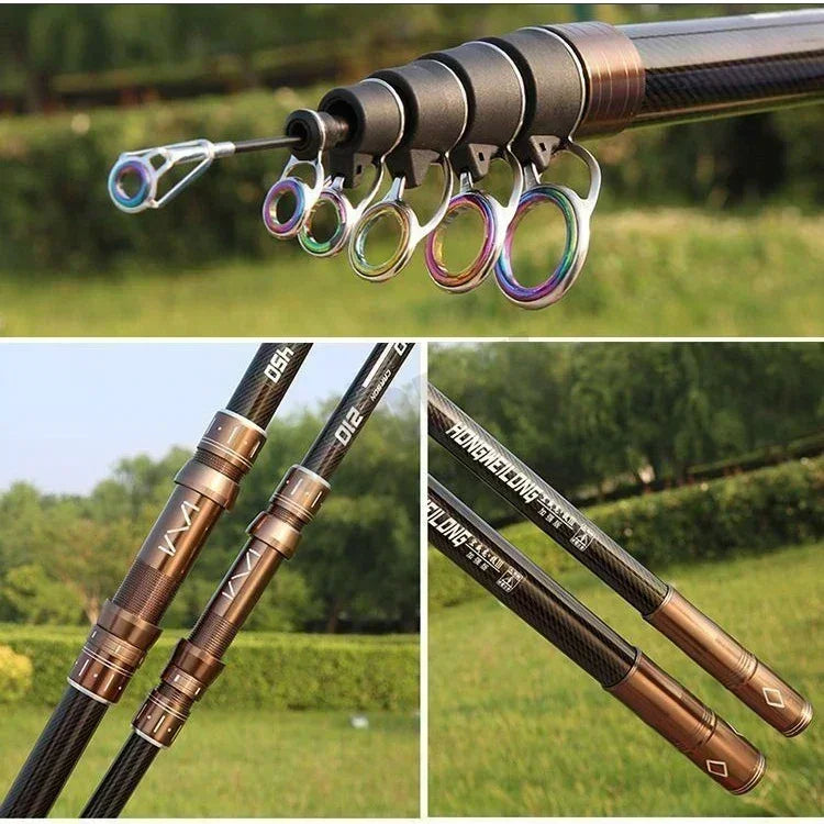 2.1-4.5M Telescopic Fishing Rod Carbon Spinning Fishing Pole Boat Saltwater Freshwater Beach Rock Surfcasting Baitcasting Rod