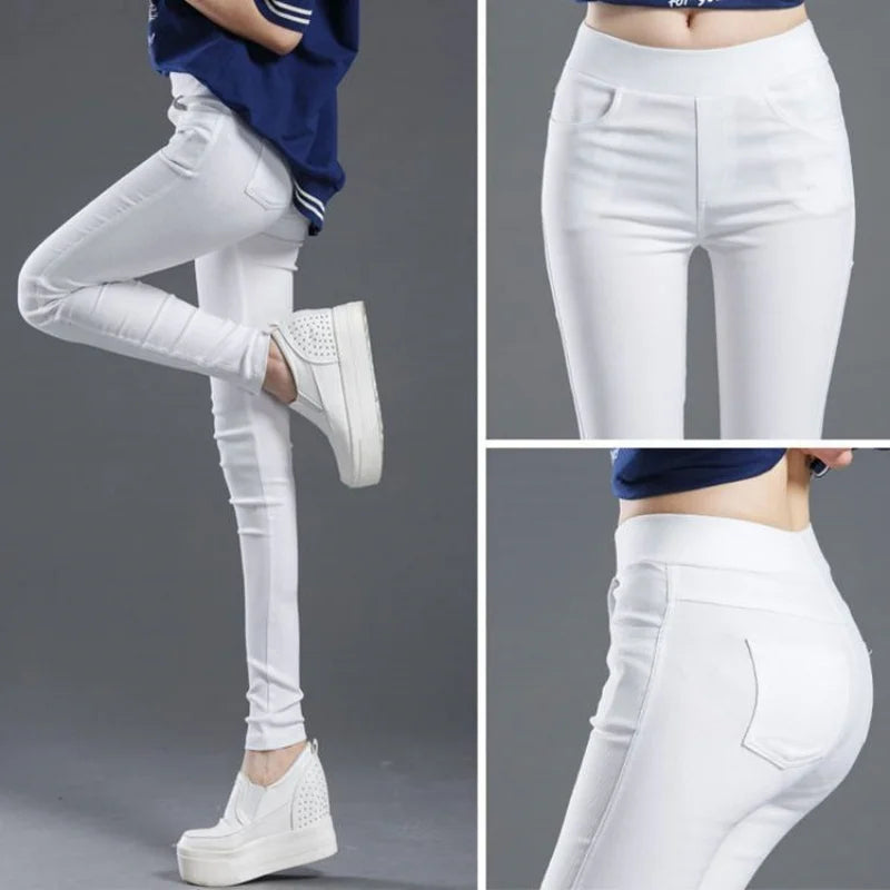 Fashion Women Solid Straight Pants Elegant Summer Elastic Stretch Skinny Legging Pencil Pant Casual Office Lady Chic Trousers