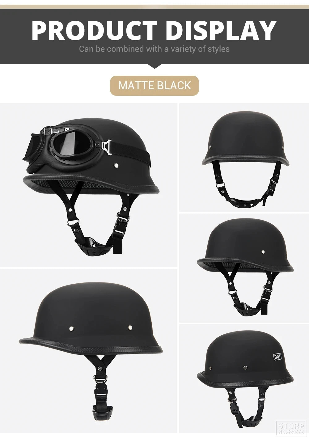 Motorcycle Helmet Fashion Capacete De Moto Retro Casco Moto German Vintage Moto Helmet DOT Certification Half Helmet Men Women