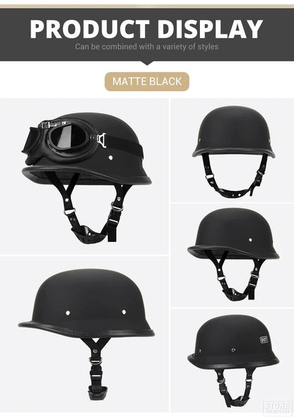 Motorcycle Helmet Fashion Capacete De Moto Retro Casco Moto German Vintage Moto Helmet DOT Certification Half Helmet Men Women