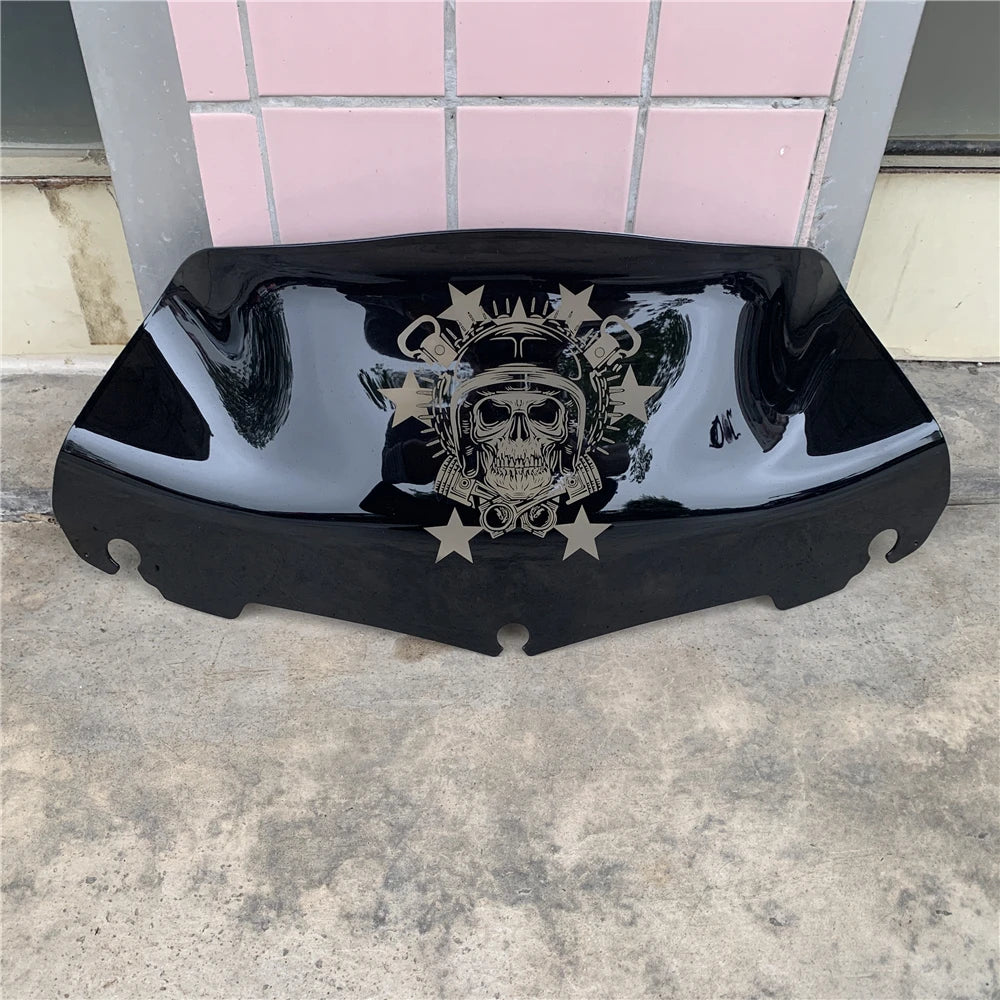 For Harley Touring Street Electra Glide Ultra FLHX 2014-2022 Motorcycle Skull 7" 9" Windshield Upper Fairing Wind Deflector