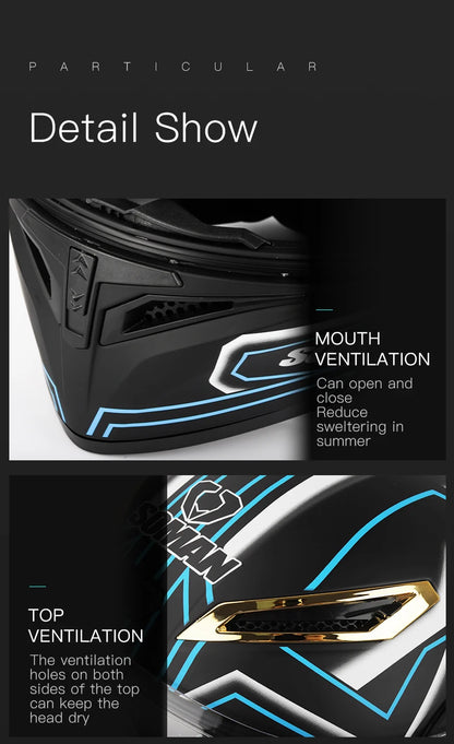 SOMAN Full Face Helmet Dual Lens Flip Up Motorcycle Helmets Casco Accessories Men Women Casque Moto Racing DOT Approved Visor