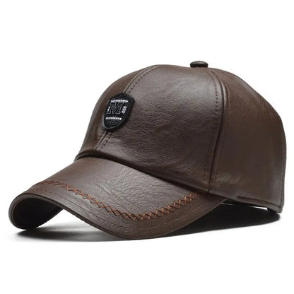 Fashion Outdoor Sports Leather Baseball Caps Autumn Winter Adjustable Thermal Hats Dad Hats Men Women