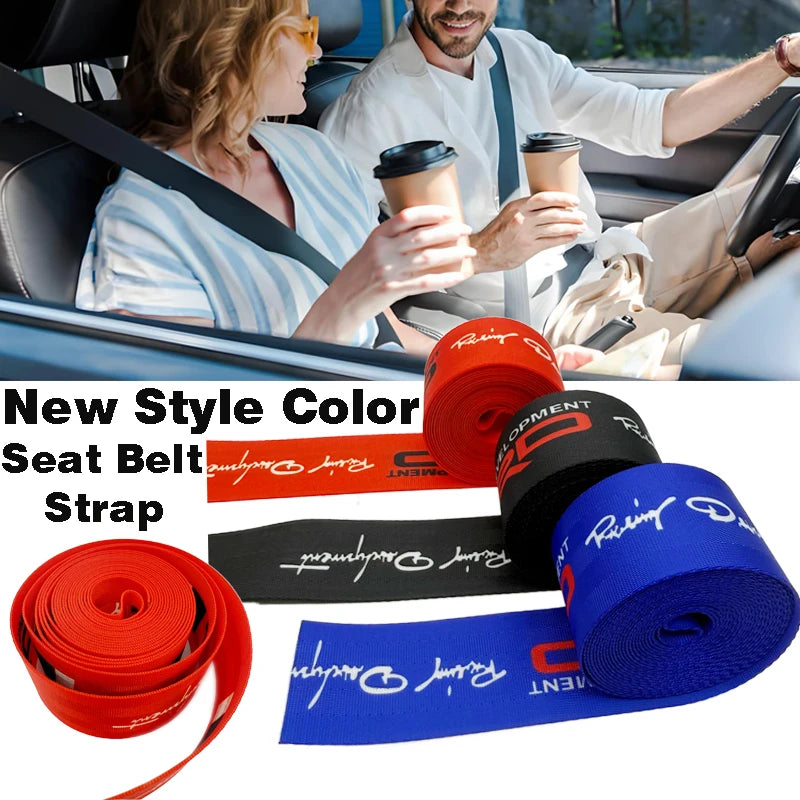 4pc New Auto Car Seat Belt Seatbelt Webbing Nylon 3.6M Universal Racing Car Modified Seat Safety Belts Harness Strap with logo