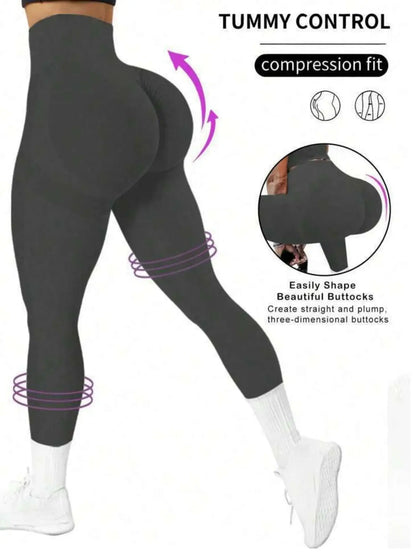 Women's tight yoga seamless pants, solid color multi-color optional, high waist belly-closing exercise running Capri yoga pants,