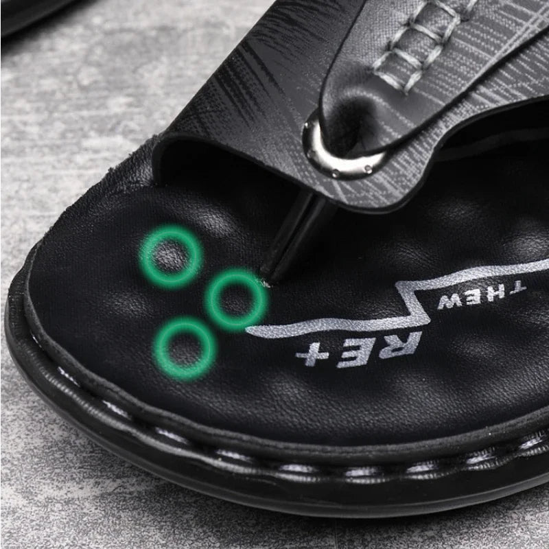 Sandals for Men High Quality Cow Leather Sandals Outdoor Casual Sport Sandals Anti Slip Beach Slippers for Men Summer Slippers