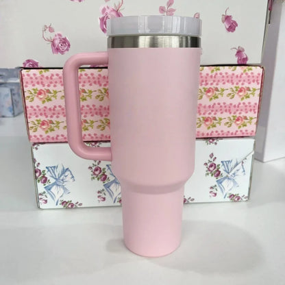 40oz Tumbler withLOGO Handle Lid Straw Stainless Steel Vacuum Insulated Quengher H2.0 Thermos Cup Silicone Boot for Stanleys
