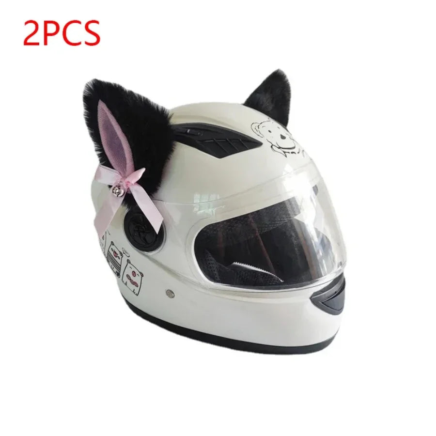 Motorcycle Helmet Cat Ears Decoration Cute Plush Stickers Motocross Helmet Full Face Off Road Helmet Decor Cosplay Styling