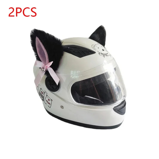Motorcycle Helmet Cat Ears Decoration Cute Plush Stickers Motocross Helmet Full Face Off Road Helmet Decor Cosplay Styling