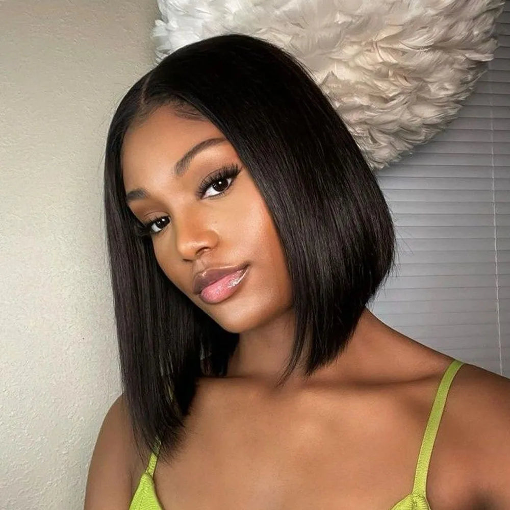 Bob Wig Human Hair 13X4 Lace Front Wigs 180% Density Straight Short Bob Frontal Wig L/T/4x4 Lace Wig Pre Plucked Natural Hair