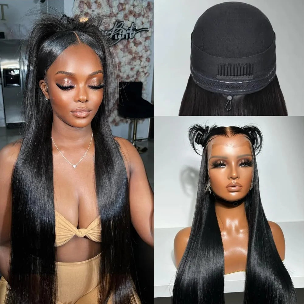 40 Inch Straight Lace Front Wig Human Hair 250% Density 13x6 Transparent HD Lace Full Frontal Glueless Wig Wear And Go Glueless Wigs Human Hair Pre Plucked