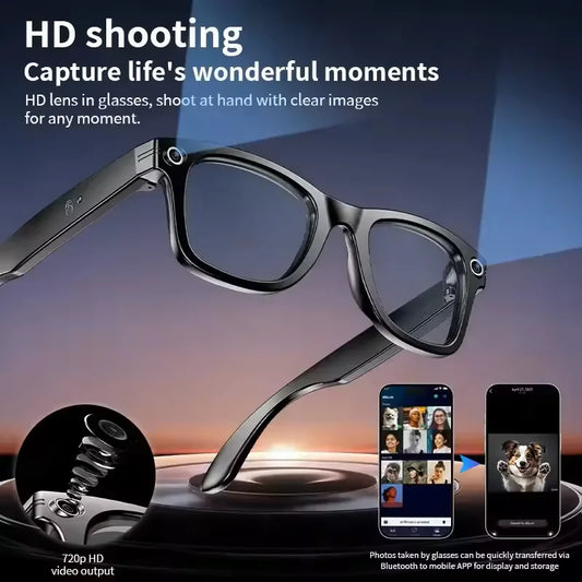 2025 New 800W Camera Glasses Bluetooth Smart Glasses with Camera Voice Call Music Smart Sunglasses Video Sound Record AI Glasses