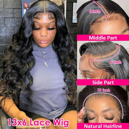 13x6 Body Wave Lace frontal Wig  Human Hair Pre Plucked Glueless 13X4 Brazilian Body Wave HD Transparent Lace Wigs For Women