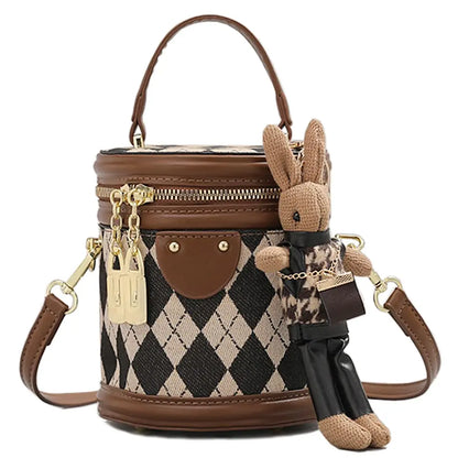 Women's Bag for Women Fashion Luxury Designer Zipper Small Handbags For Women Leather Bucket Shoulder Bag 2023 New Trend Pendant