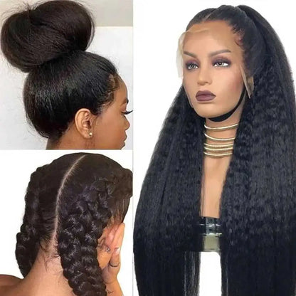 360 Full HD Lace Frontal Wig Human Hair 4C Edges Invisible Strap Glueless Kinky Straight Wig With Kinky Curly Baby Hair