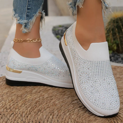 Women Wedges Platform Sneakers Autumn Fashion Round Toe Casual Sports Slip-on Shoes Woman Non Slip Vulcanized Shoes Plus Size 44