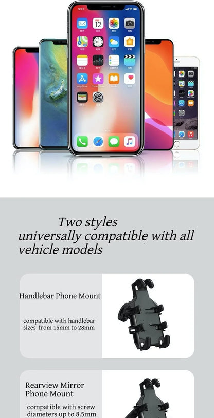 Motorcycle Phone Holder with 360° Rotation, Anti-Shake Motorcycle Phone Mount, Adjustable Handlebar Cellphone Holder for bikes