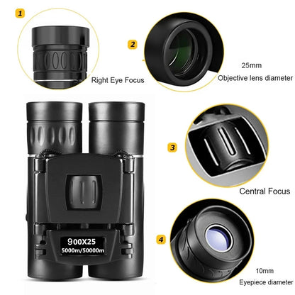 900x25 Mini Binoculars High-Powered BAK4 Prism Waterproof Travel Bird Watching Outdoor Sports Optics