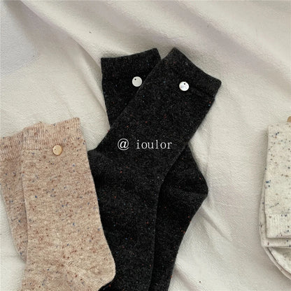 SP&CITY Colored Dotted Sheep Woolen Socks Women's Winter Warm Keeping Middle Tube Socks Casual Thick Korean Fashion Stockings