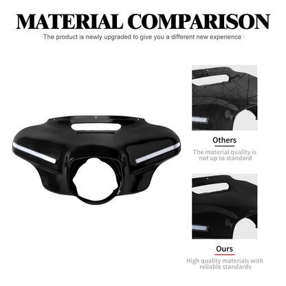 Front Light Batwing Outer Cover Motorcycle Headlight Fairing With LED Lamp For Harley Touring Ultra Limited Street Glide 14-2024
