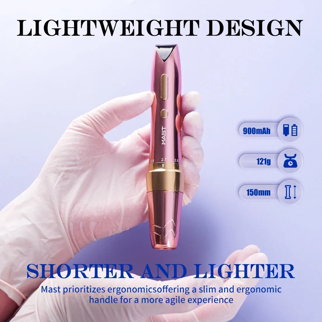 Mast P60 Wireless Tattoo Machine PMU Pen 5 Strokes Length 2.2mm - 3.2mm Permanent Makeup for Pro Artists Eyebrows Eyeliner Lip