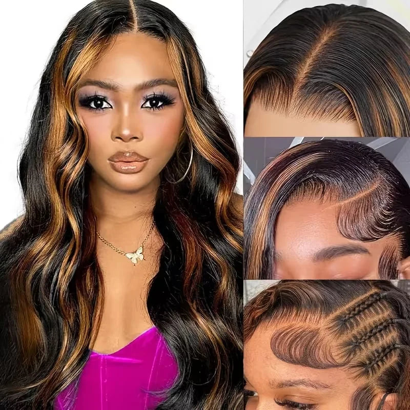 1B30 Highlight Body Wave Human Hair Wig 13x6 13x4 Hd Lace Front Wig Loose Body Wave PrePlucked Pre Cut Lace 4x4 5x5 Glueless Wig
