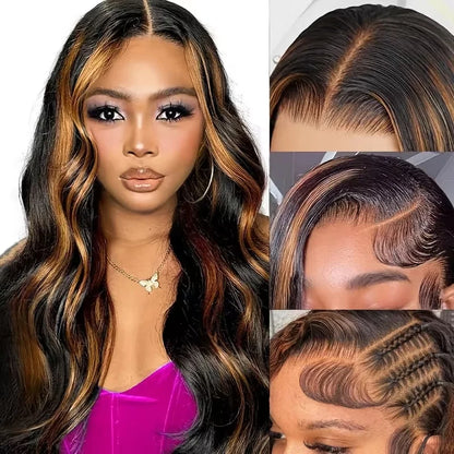 1B30 Highlight Body Wave Human Hair Wig 13x6 13x4 Hd Lace Front Wig Loose Body Wave PrePlucked Pre Cut Lace 4x4 5x5 Glueless Wig