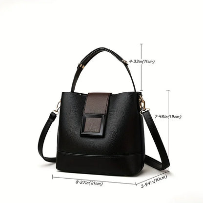 Elegant Solid Color Bucket Bag with Adjustable Shoulder Strap Versatile Crossbody Handbag for Women, Lightweight with Zipper.