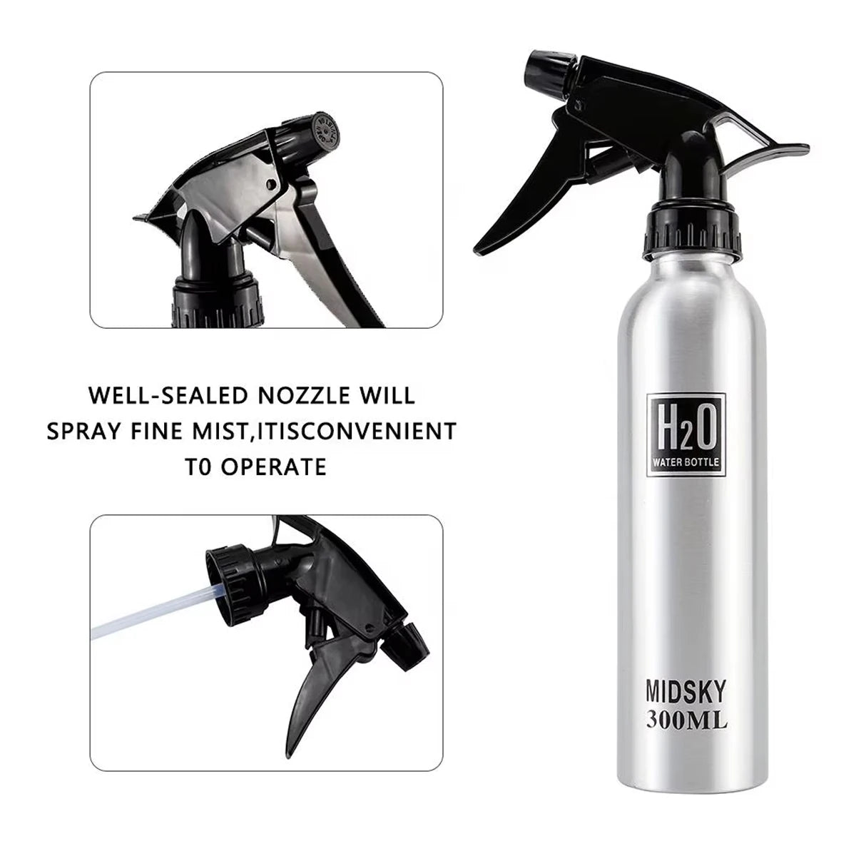 300/500ML Aluminum Spray Bottle Pro Salon Hairdressing High Pressure Refillable Sprayer Barbershop Home Use Tool Accessories