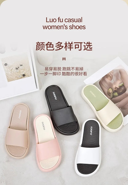LUOFU Ladies Slippers Anti-Slip Soft Sole Fashionable Thick Bottom Women's Slip-On Shoes Comfortable Home Footwear