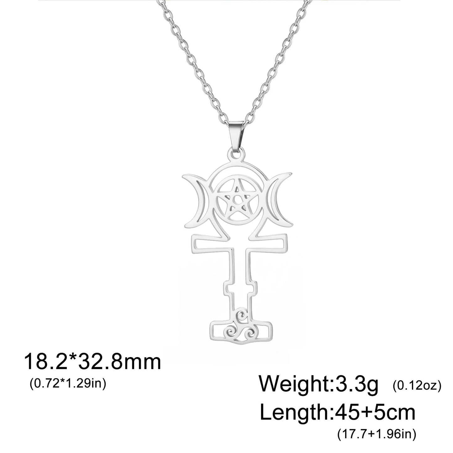 Jeshayuan Greek Goddess Hecate Ἑκάτη Pendant Necklace For Women Triple Moon Goddess Stainless Steel Amulet Jewelry NEW