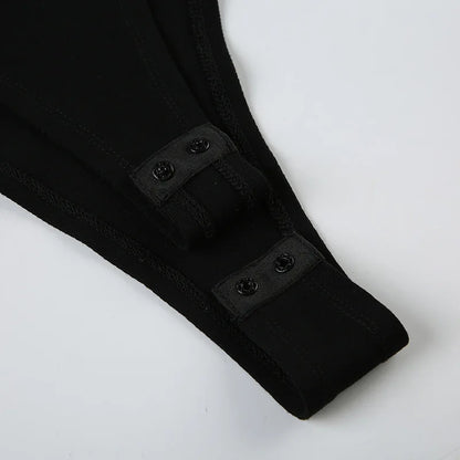 Goth Dark Fairy Grunge Black Letter Print Straps Skinny Bodysuits 90s E-girl Backless One-Piece Outfits Women Casual Streetwear