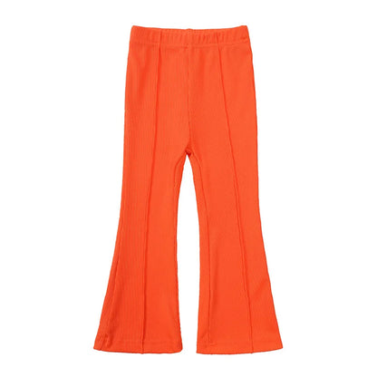 Summer Girls Bell Bottom Outfits 2Pcs Solid T-Shirt Tops + Flared Pants Suit Toddler Kids Fashion Tracksuit Children Clothes