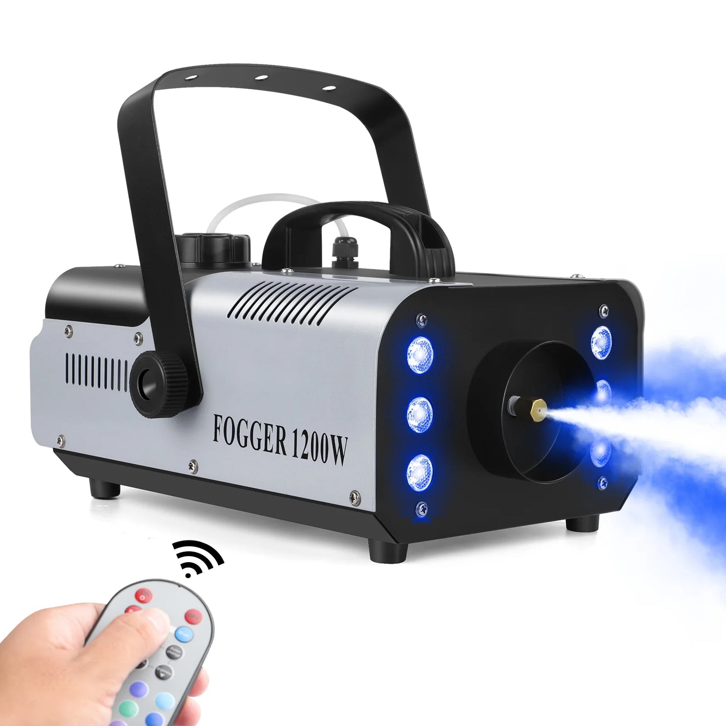 Datewink 1200W Smoke Fog Machine RGB 6LEDs Stage Lighting Effect Haze Generator Remote Control For Party DJ Disco Club Wedding
