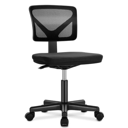 MCQ Armless Office Chairs with Swivel Rolling Wheels Ergonomic Mesh Mid Back Adjustable Height Computer Work Vanity Desk Chairs