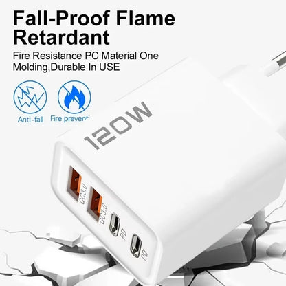 Xiaomi 120W Phone Fast Charger 4 Ports USB C Charger Quick Charge 3.0 USB Type C Fast Charging Adapter for Samsung iPhone Xiaomi