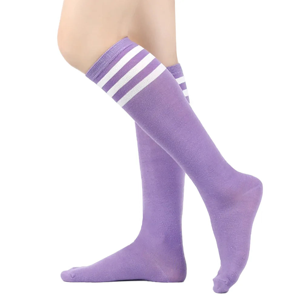 Middle Tube Sock Women Striped Knee High Ladies Japanese Harajuku College Style Cotton Summer Calf Sock Black White Female Gift