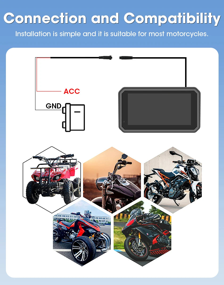 6.25 Inch Portable Quick Disassembly Motorcycle Carplay Android Auto GPS for Moto Navigation IP67 Waterproof IPS Display TPMS