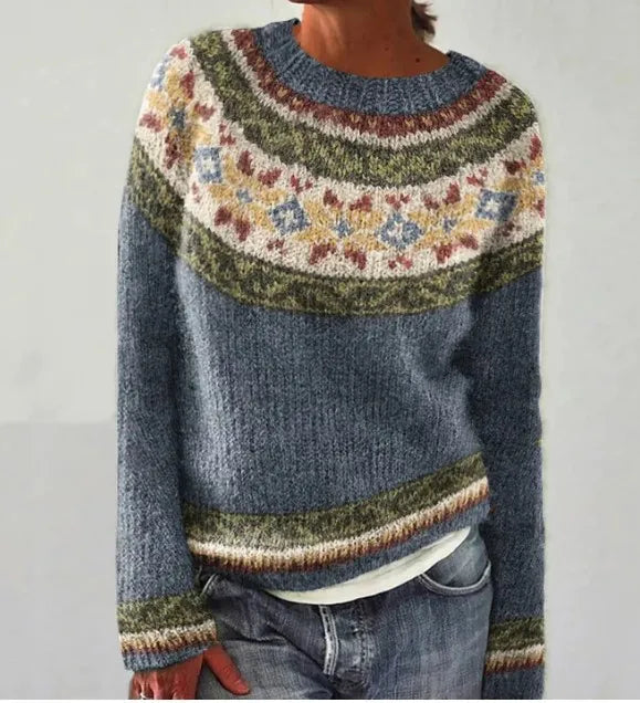 2025 Spring Knitted Women Sweater Print O-neck Long Sleeve Casual Loose Sweaters Female Winter Elegant Trendy Ladies Clothes