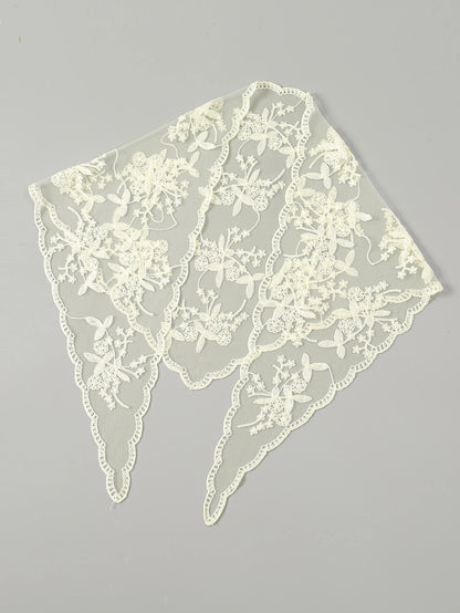 Wholesale French Lace Triangle Scarf Embroidered Flower Lace Scarf Small Shawl Crochet Head Scarf Headwraps Bandana For Women