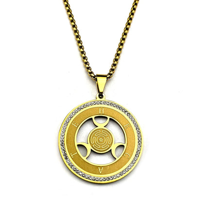 Witchcraft Triple Moon Goddness Hekate Wheel Stainless Steel Pendant Necklace Strophalos Hecate Magic Symbol PIN Jewelry
