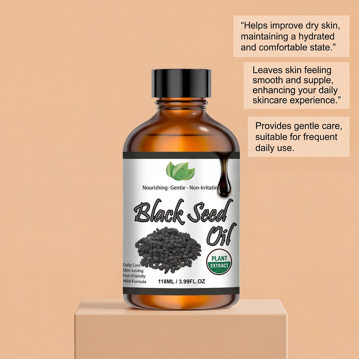 Pure Black Seed Oil Essence Multipurpose Deep Nourishing Oil for Face Body Hair Scalp Soothing Hydrating Refreshing Skincare Oil