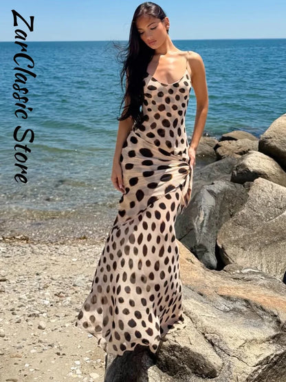 Sexy Leopard Print Women's Summer Dress Y2k Sleeveless Waist Cinching Strap Dresses With Scarf New Casual Beach Party Robe 2026