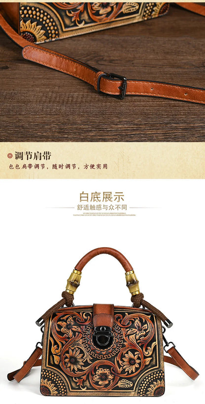 Motaora New Embossed Shoulder Bag For Women's 2025 Vintage Handmade Handbag Female PU Leather Big Capacity Crossbody Bags Purse