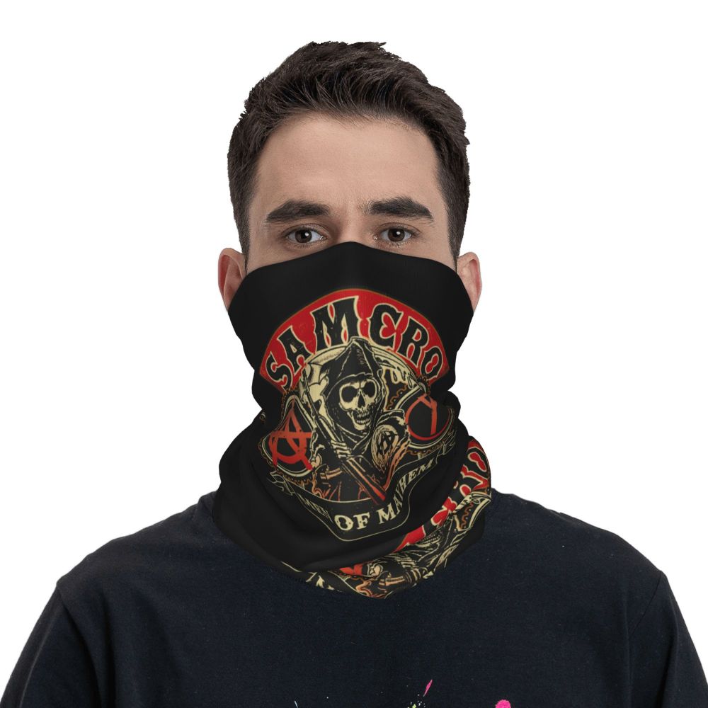 Custom 1 Percenter Essential Sons Bandana Neck Gaiter for Ski Camping Men Women Wrap Scarf TV Show Anarchy Headband Warmer