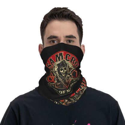 Custom 1 Percenter Essential Sons Bandana Neck Gaiter for Ski Camping Men Women Wrap Scarf TV Show Anarchy Headband Warmer