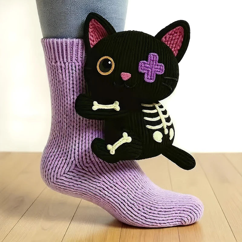 3D Knit Animal Socks Cute Floor Socks Hand Crocheted Double Layer Warm Sock with Cute Rabbit Panda Animals Christmas Gifts
