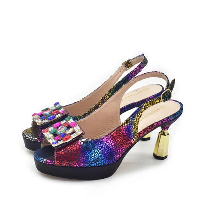 Fashion Party Shoes and Bag Match for Women Luxury Italian Shoes and Bag Set for Women Rhinestone Sexy Wedding Party Sandals
